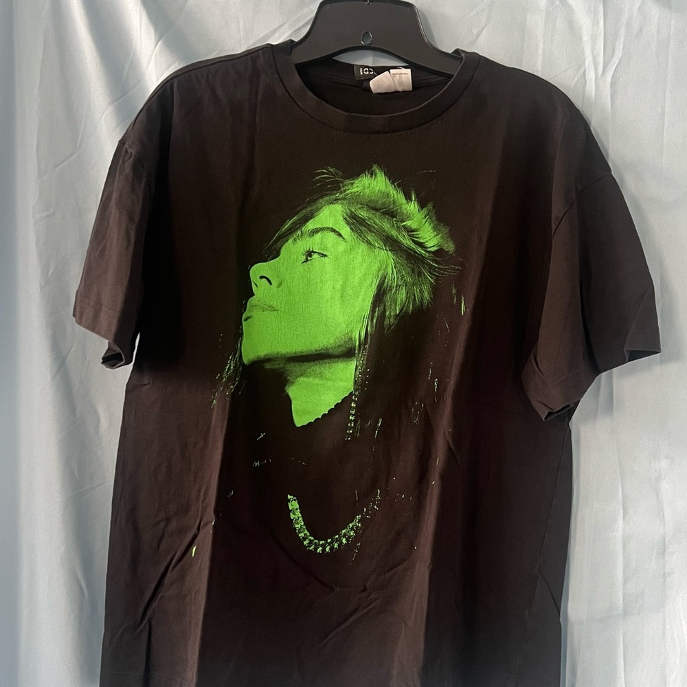 Billie Eilish black T-Shirt with green screen print graphic